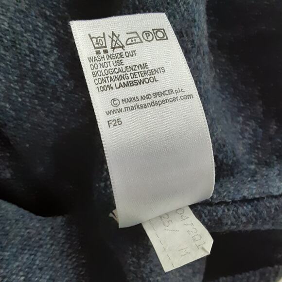 Marks & Spencer 100% Pure New Wool Sweater Crewneck Pullover Dark Blue Mens M - Picture 8 of 12